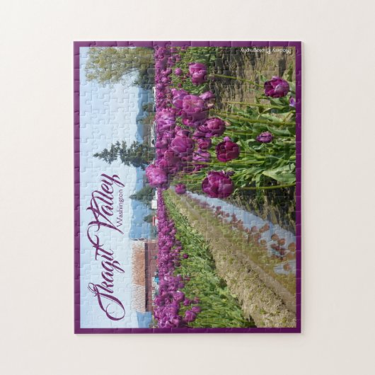Tulpe-Felder (lila) u. Scheune (Skagit Tal) Puzzle (Vertikal)