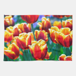 Tulpe-Foto-helles orange gelbes Grün Handtuch