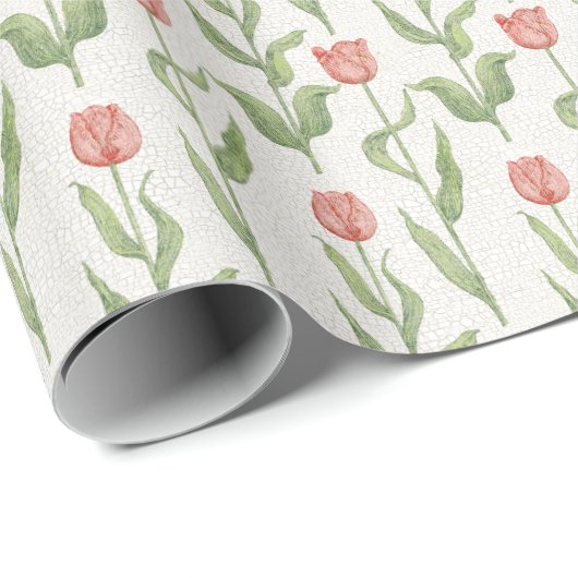 Tulpe-Garten-Muster Geschenkpapier (Rolleneckpunkt)