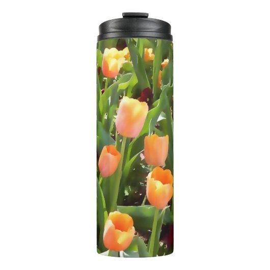 Tulpe-orange Feld Thermosbecher (Vorderseite)