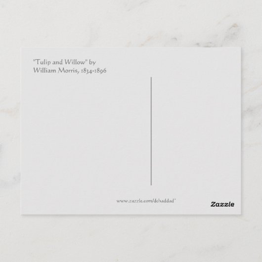 "Tulpe u. Weide" durch William Morris - Postkarte (Rückseite)
