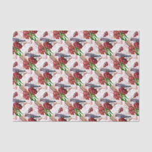 Tulpe und Böhmischer Seidenschwanz Seidenpapier