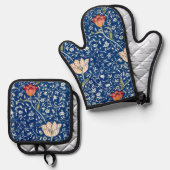 Tulpe, William Morris Ofenhandschuh & Topflappen-Set (Vorderseite/Rückseite)