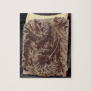 Tulpeentwurfs-Druckblock, 1875 (geschnitztes Holz) Puzzle