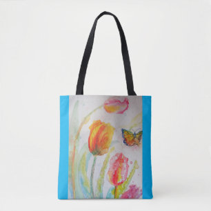 Tulpen-Aquarell-Blumen Blumen-Tragetasche Tasche