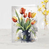 Tulpen - Aquarellblumen Karte (Gelbe Blume)
