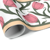 Tulpen auf Aprikose Geschenkpapier (Rolleneckpunkt)