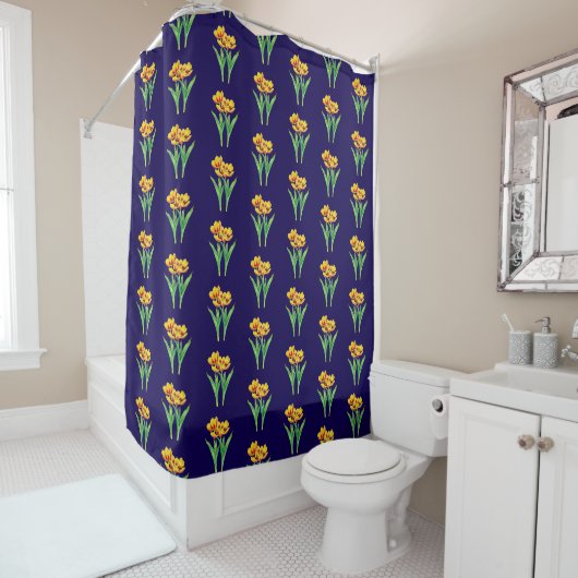 Tulpen auf Blau Duschvorhang (Beispiel)