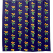 Tulpen auf Blau Duschvorhang (Vorderseite)