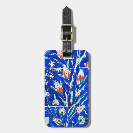 Tulpen auf Blau Gepäckanhänger (Vorderseite vertikal)