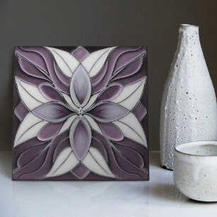 Tulpen auf Lavendel Art Nouveau Lila Fliese