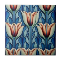 Tulpen auf Mosaik Art Nouveau Keramik Tile
