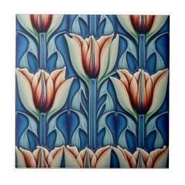 Tulpen auf Mosaik Art Nouveau Keramik Tile Fliese