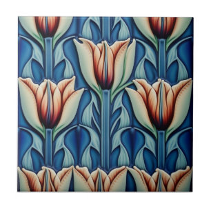 Tulpen auf Mosaik Art Nouveau Keramik Tile Fliese