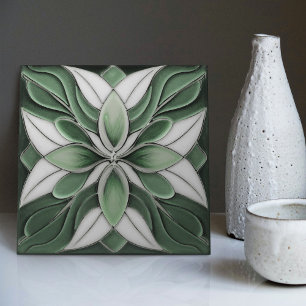 Tulpen auf Sage Symmetric Art Nouveau Keramikflies Fliese