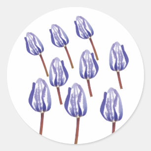 Tulpen-Aufkleber – Elegante florale Linienkunst Runder Aufkleber