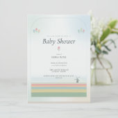 Tulpen-Baby-Shower-Einladung - Pale Sky-Version (Stehend Vorderseite)