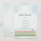 Tulpen-Baby-Shower-Einladung - Pale Sky-Version (Vorne/Hinten)