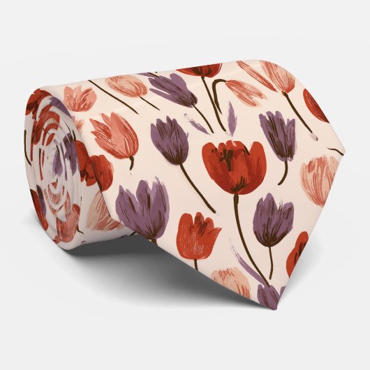 Tulpen-Blumen-Boho-Hochzeit  Krawatte (Gerollt)
