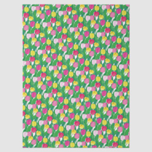 Tulpen-Blumen-Frühlingsmuster Gelb Pink Modern Seidenpapier