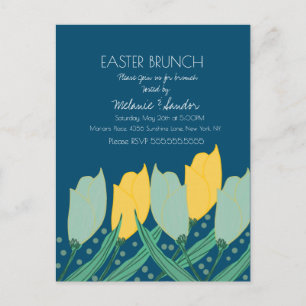 Tulpen-Blumen-Oster-Dinner-Brunch-Familie Blau Postkarte