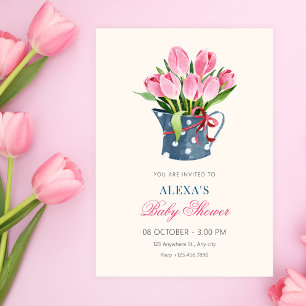 Tulpen Blumenstrauß Baby Shower Einladung