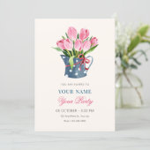 Tulpen Blumenstrauß Einladung (Stehend Vorderseite)
