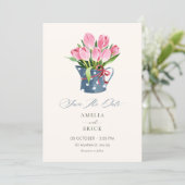 Tulpen Blumenstrauß Save The Date (Stehend Vorderseite)