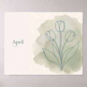Tulpen-Botanik-Kunstprint April-Blume Poster