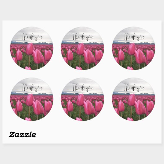 Tulpen Dankeschön Runder Aufkleber (Blatt)