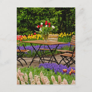 Tulpen des Tisches im Garten, Keukenhof-Gärten, Postkarte