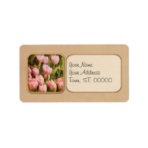 Tulpen - Ein Feld aus Rosa Adressaufkleber