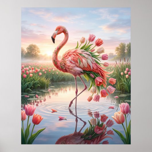 Tulpen Flamingo Spiegel Marsch Poster (Vorne)