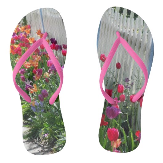Tulpen-Flops-Gartenzaun-Foto Badesandalen (Fußbett)