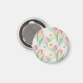 Tulpen-Gänseblümchen-Wasserfarben-Frühlingsmuster Magnet (Vorderseite/Rückseite)