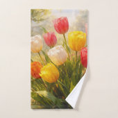 Tulpen Garten - Malerischer Stil Badhandtuch Set (Handtuch)