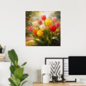 Tulpen Garten - Malerischer Stil Kunst Poster (Heimbüro)