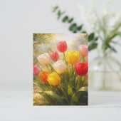 Tulpen Garten - Malerischer Stil Postkarte (Stehend Vorderseite)