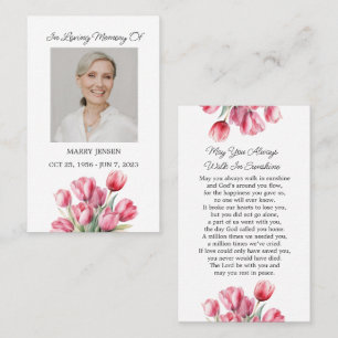 Tulpen-Gedenkfoto-Trauergebetskarte Visitenkarte