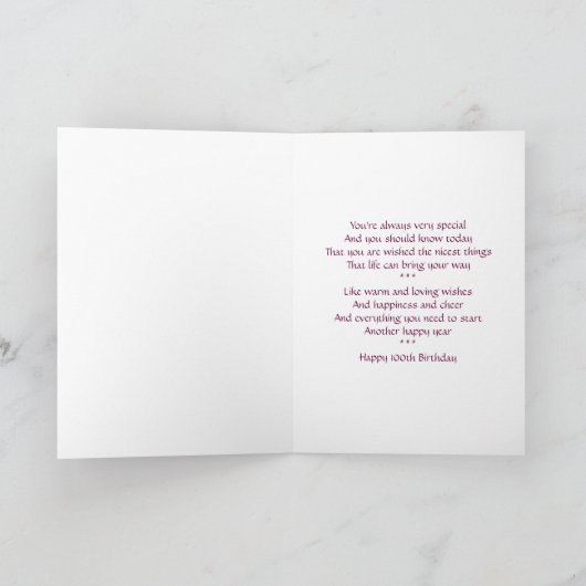 Tulpen Grußkarte zum 100. Geburtstag Karte (Innenseite)