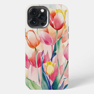Tulpen-Handyhülle im Aquarellstil iPhone 13 Pro Max Hülle