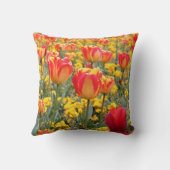 Tulpen, helles und buntes Gelbes und Rot Kissen (Rückseite)