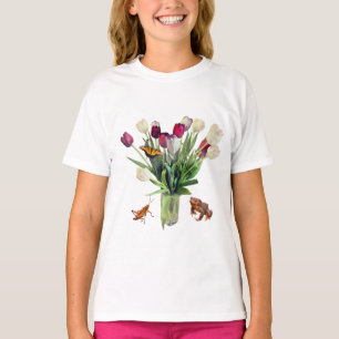Tulpen, Heuschrecke, Schmetterling und Frosch T-Shirt