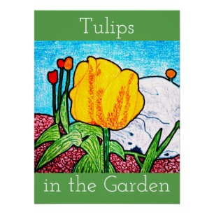 Tulpen im Garten Poster