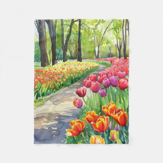 Tulpen im Park Fleecedecke (Vorderseite)
