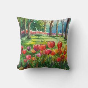 Tulpen im Park Kissen