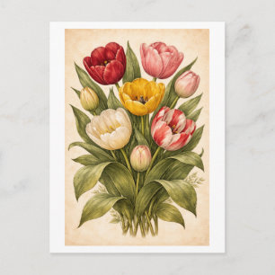 Tulpen im vintage Stil botanische Illustration Postkarte