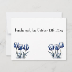 Tulpen in Delfter Blau anpassbar RSVP Karte