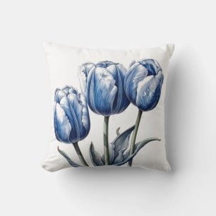 Tulpen in Delfter Blau Kissen