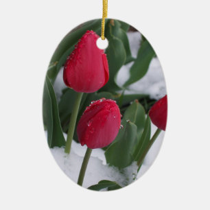 Tulpen in der Schneeverzierung Keramik Ornament